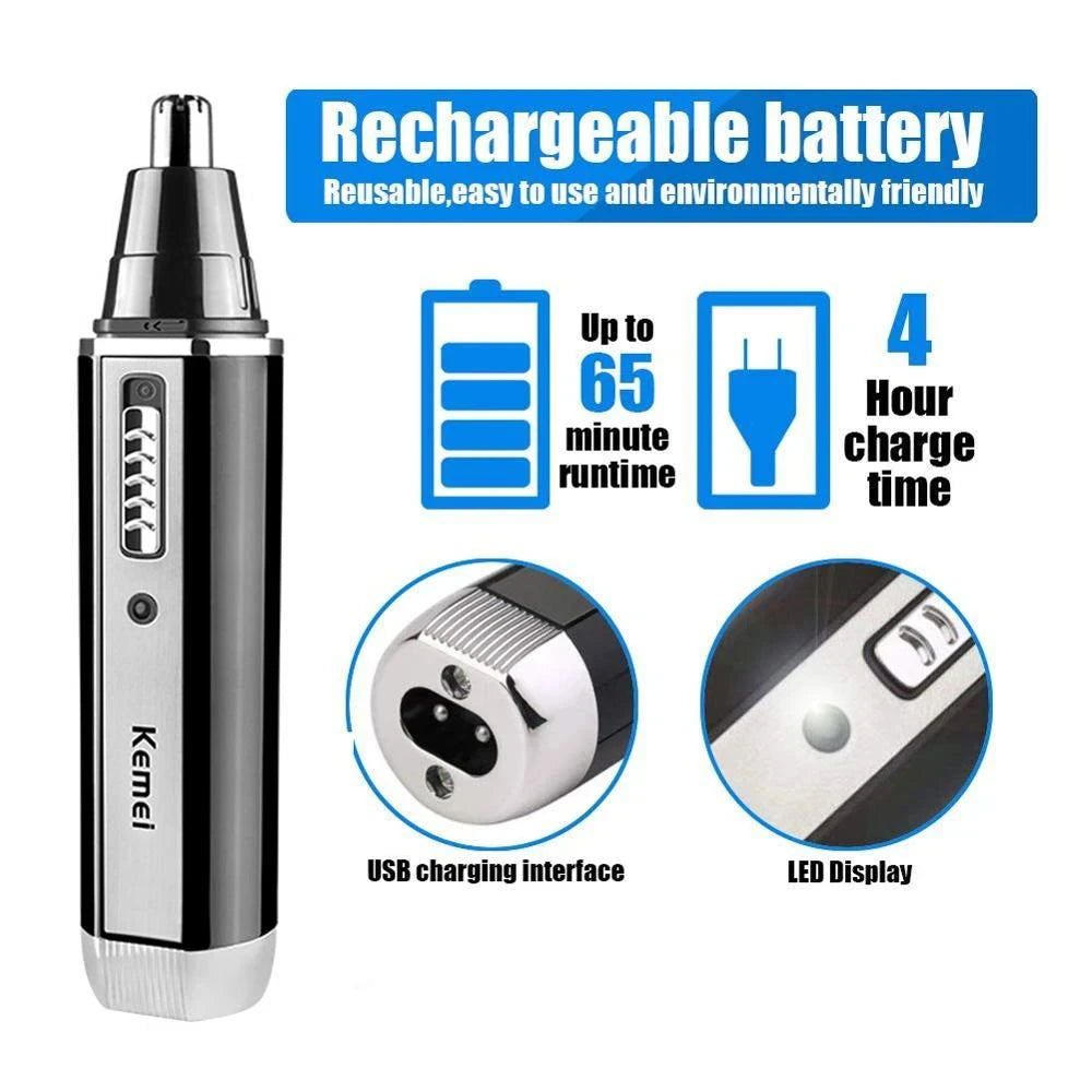 Rechargeable 4in1 Multifunctional Trimmer for Men Painless Nose Ear Eyebrow Beard Hair Removal with LED Light Cordles