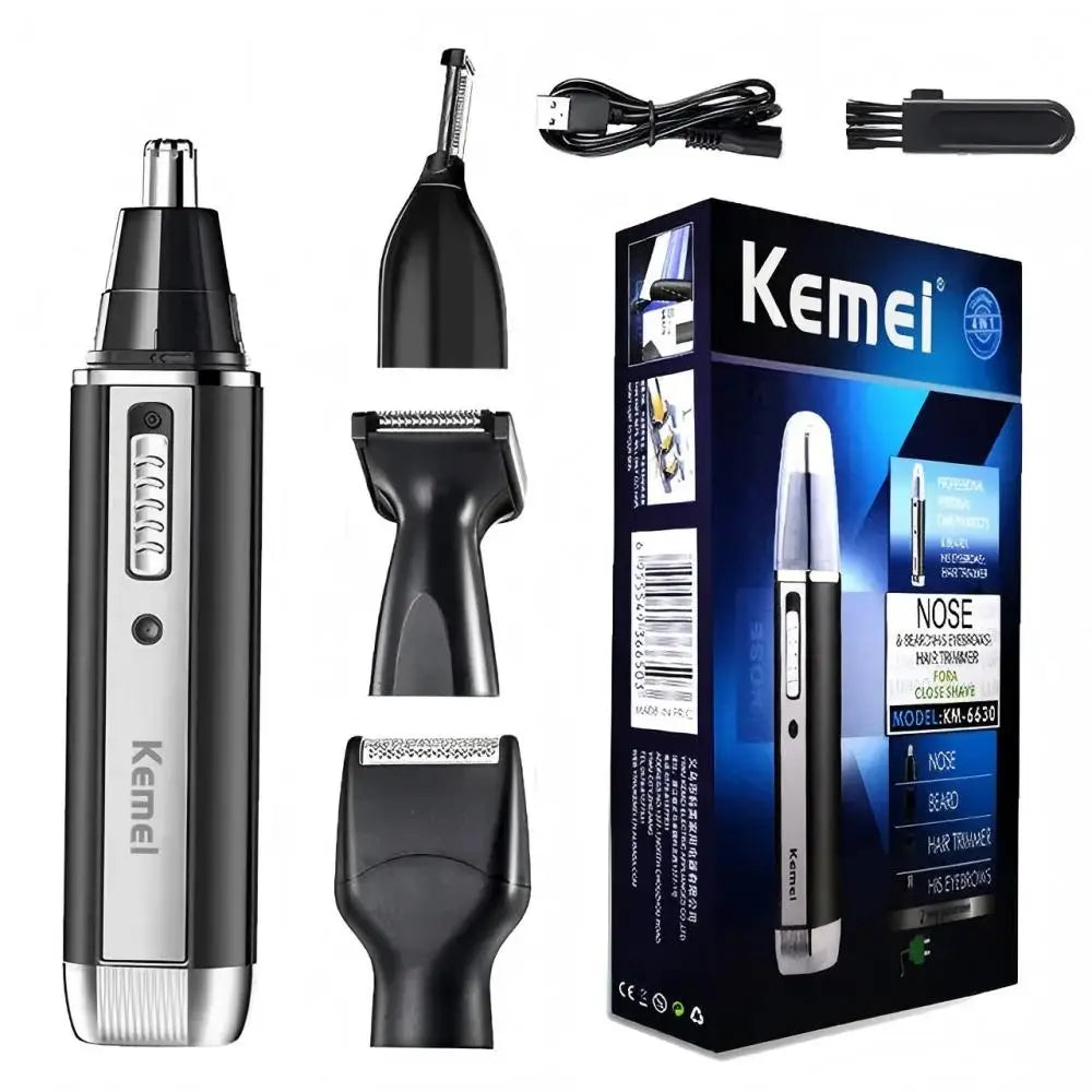 Rechargeable 4in1 Multifunctional Trimmer for Men Painless Nose Ear Eyebrow Beard Hair Removal with LED Light Cordles