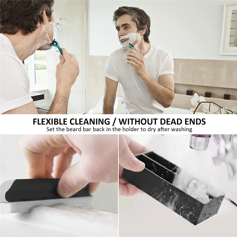 Beard Cleaning and Holder Set Cleaning Tool, 1Beard Cleaning and 1 Cleaning Bar Holder, for Men Bathroom Sink Shaving