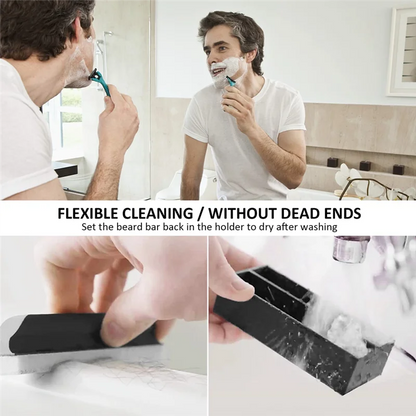 Beard Cleaning and Holder Set Cleaning Tool, 1Beard Cleaning and 1 Cleaning Bar Holder, for Men Bathroom Sink Shaving