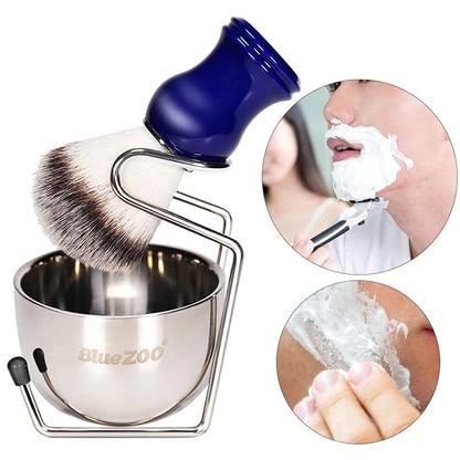3-piece set of nylon hair shaving brush, foam brush, soap, foaming bowl, iron alloy stand