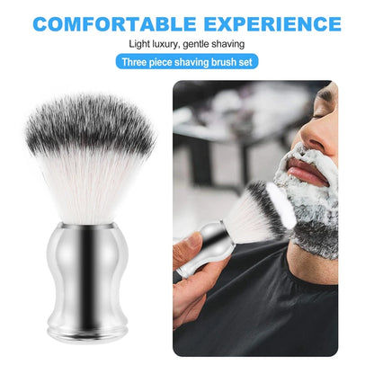 Shaving Set Soap Bowl + Shaving Brush + Stand Holder, Stainless Steel + Nylon Brush Kit Pure Hair Shaving Brush Kit