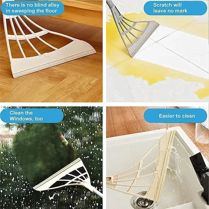 3PCS/Set Silicone Broom Floor Cleaning Shaving Pet Hair Broom Glass Wiper Water Sweeping Broom Household Cleaning Tools