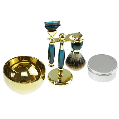 5 in 1 men's shaving brush Best selling custom badger set metal badger shaving brush kit for men's shaving