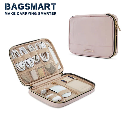 BAGSMART Waterproof Electronic Organizer Travel portable Cable Clip Case Box Electronic Accessories Cables Digital Storage Bag