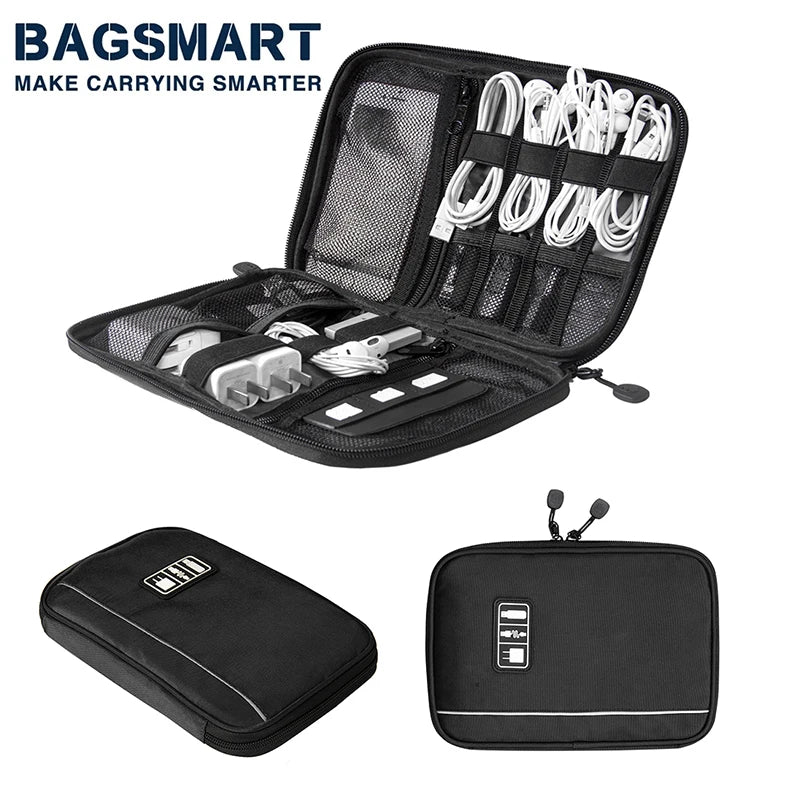 BAGSMART Electronics Organizer Travel Case Cable Organizer Bag for Travel Essentials Tech Organizer for Phone Power Bank SD Card