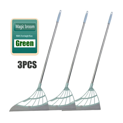 3PCS/Set Silicone Broom Floor Cleaning Shaving Pet Hair Broom Glass Wiper Water Sweeping Broom Household Cleaning Tools