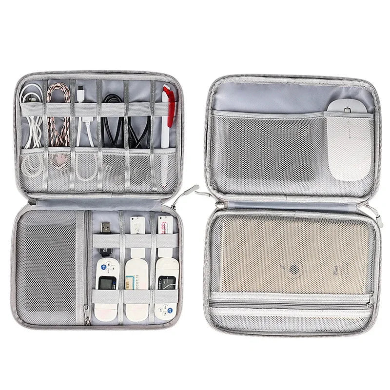 Multifunctional Storage Bag Multi-grid Tablets e-Books Case Organizer Bag for Charger Plug Data Cable Power Bank Mouse Battery