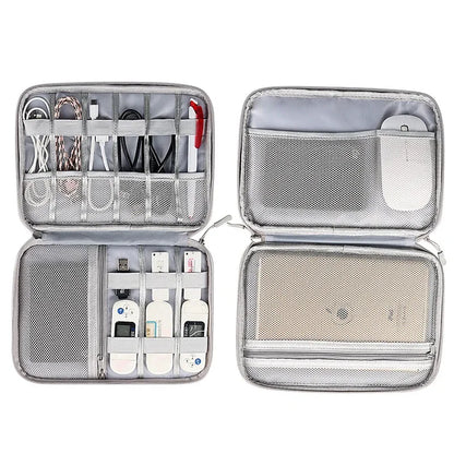 Multifunctional Storage Bag Multi-grid Tablets e-Books Case Organizer Bag for Charger Plug Data Cable Power Bank Mouse Battery
