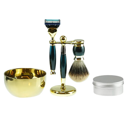 5 in 1 men's shaving brush Best selling custom badger set metal badger shaving brush kit for men's shaving