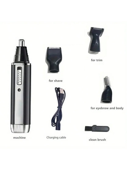 ‌Rechargeable 4in1 Multifunctional Trimmer for Men Painless Nose Ear Eyebrow Beard Hair Removal with LED Light Cordles