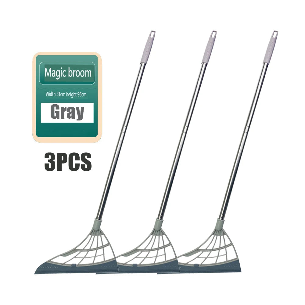 3PCS/Set Silicone Broom Floor Cleaning Shaving Pet Hair Broom Glass Wiper Water Sweeping Broom Household Cleaning Tools